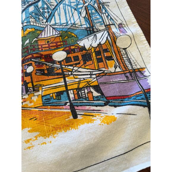 Vintage Australia Tea Towel Urban Cityscape 17” x 26” Retro Graphic Design - Picture 4 of 4